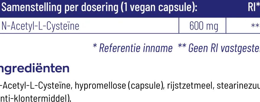 Vitakruid NAC 600 mg N-Acetyl-L-Cysteïne (60 vega capsules)