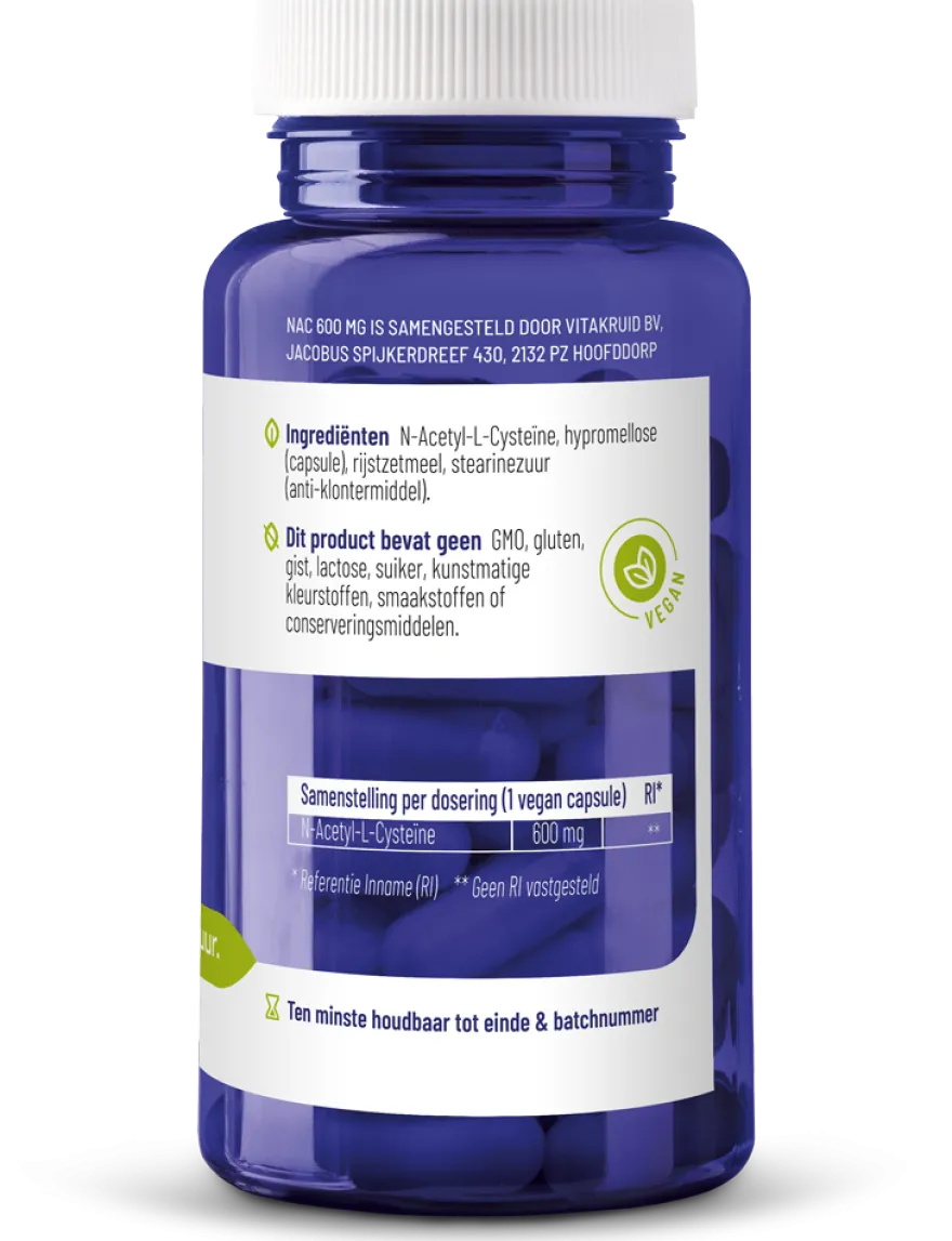 Vitakruid NAC 600 mg N-Acetyl-L-Cysteïne (60 vega capsules)