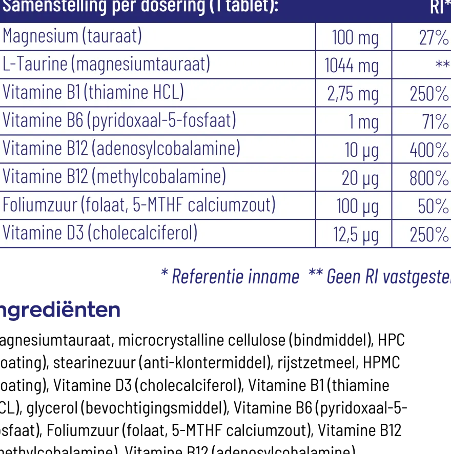 Vitakruid Relaxcomplex Oa Magnesium Tauraat & Vitamine D3 (30 tabletten)