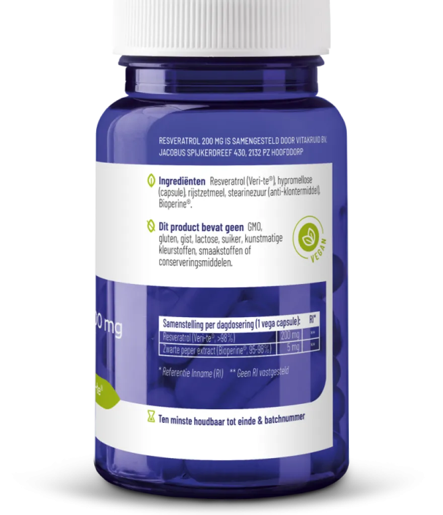 Vitakruid Resveratrol (Veri-Te®) 200 mg met Bioperine® (60 vega capsules)
