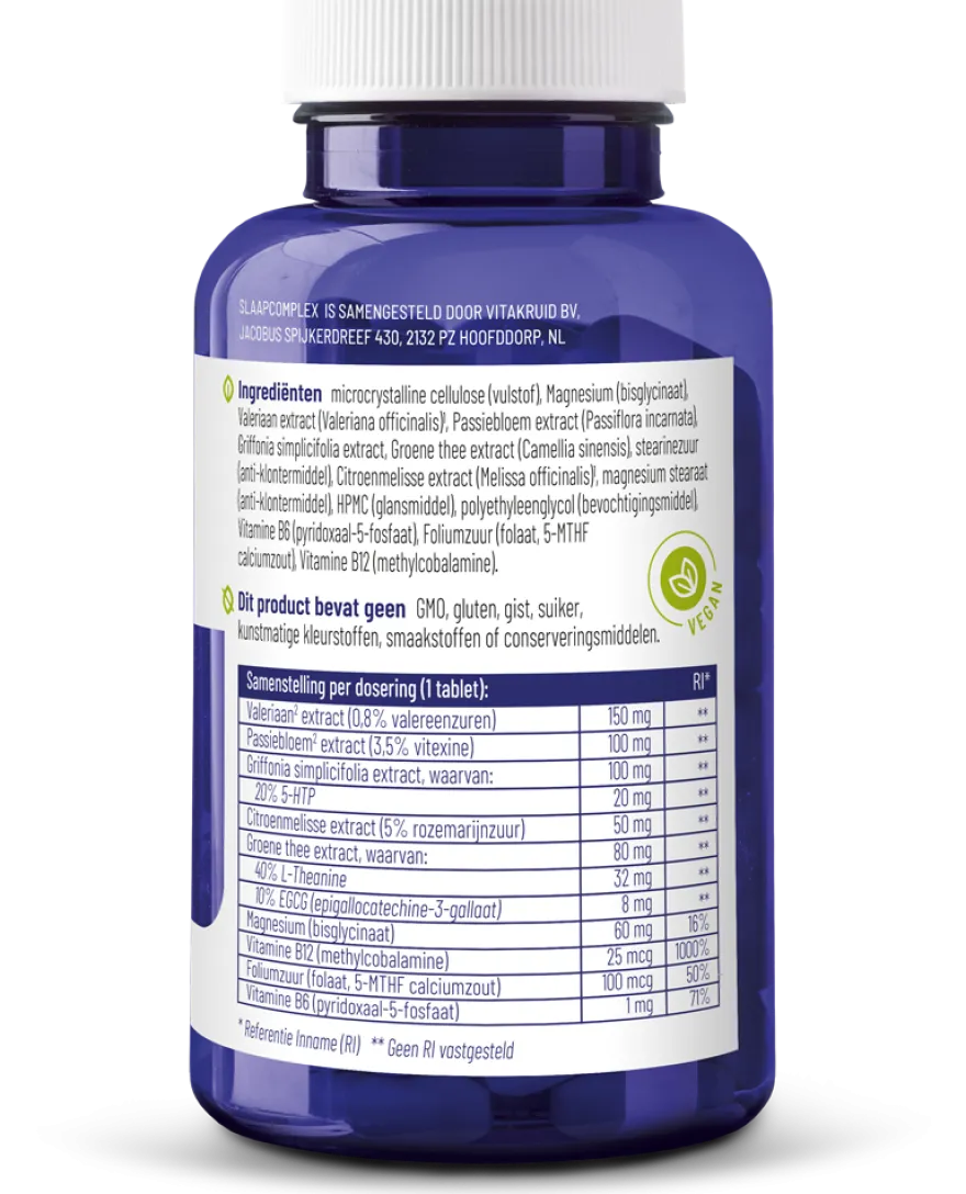 Vitakruid Slaapcomplex Oa Valeriaan Magnesium Bisglycinaat (90 Tabletten)