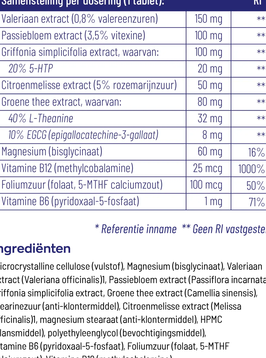 Vitakruid Slaapcomplex Oa Valeriaan Magnesium Bisglycinaat (90 Tabletten)