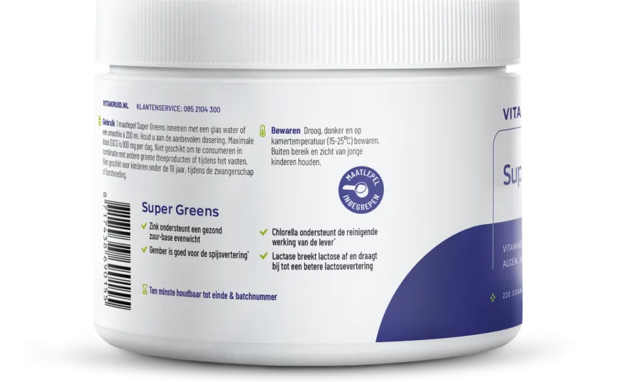 Vitakruid Super Greens 25 Nutrienten Oa Probiotica & Enzymen (220 gr)