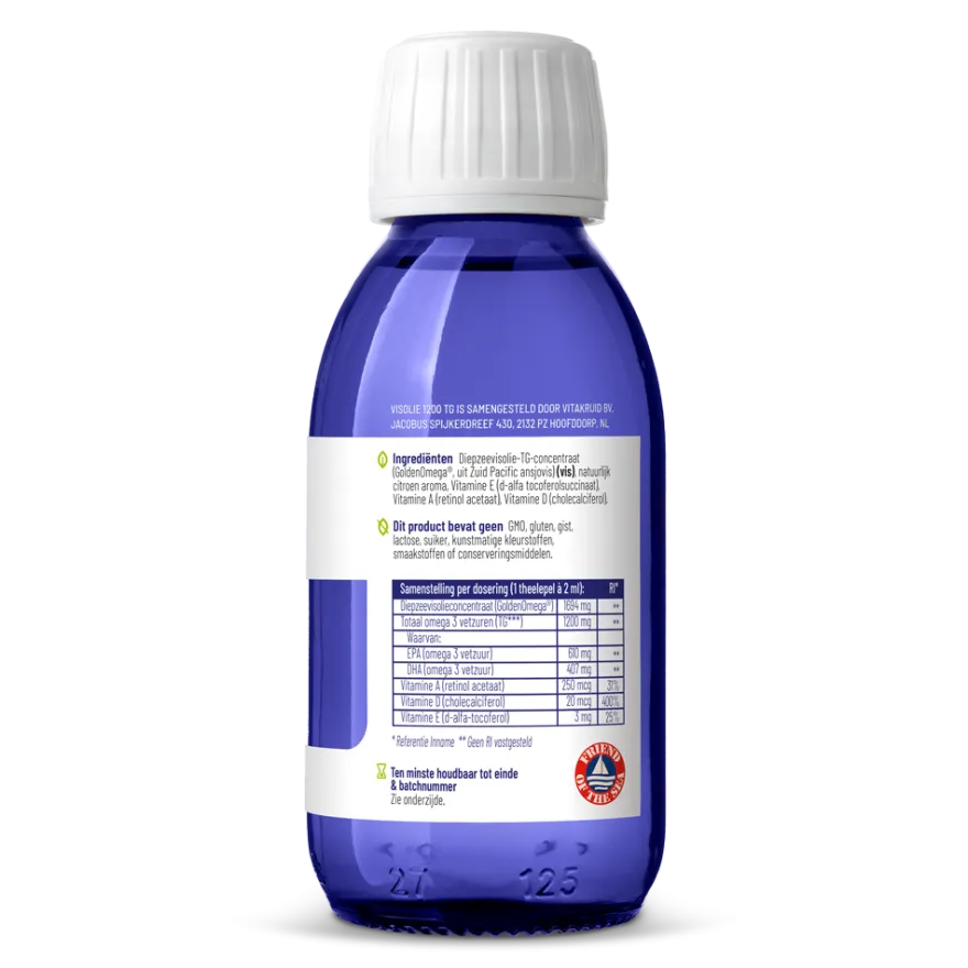 Vitakruid Visolie 1200 Vloeibaar Triglyceriden met A, D & E (125 ml)