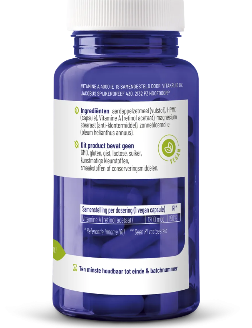 Vitakruid Vitamine A Retinol Acetaat 4000 IE Vegan (90 vega capsules)