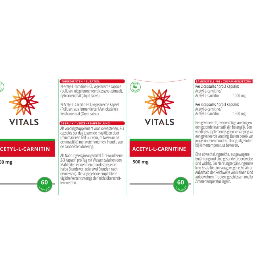 Vitals Acetyl-L-carnitine 500 mg (60 capsules)