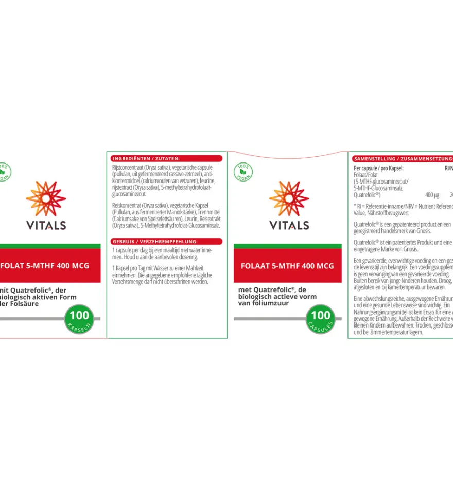 Vitals Folaat 5-MTHF 400 mcg (100 capsules)