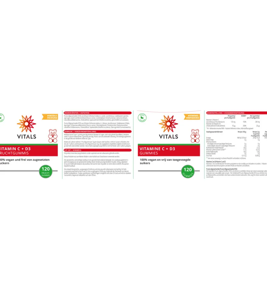 Vitals Vitamine C + D3 Gummies (120 gummies)