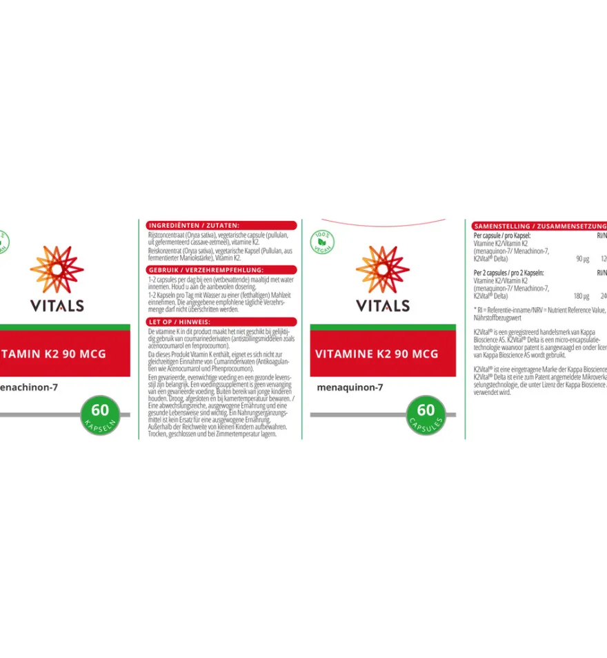 Vitals Vitamine K2 90 mcg (60 vega capsules)