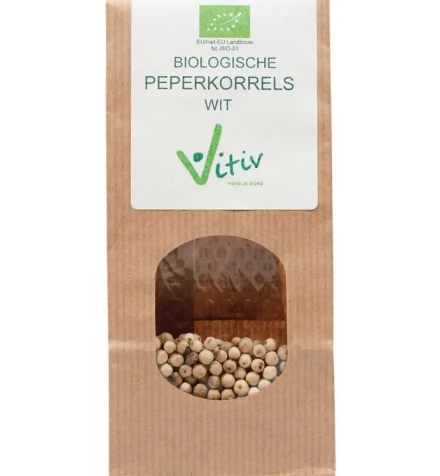 Vitiv Peperkorrels Wit Bio (250 gr)