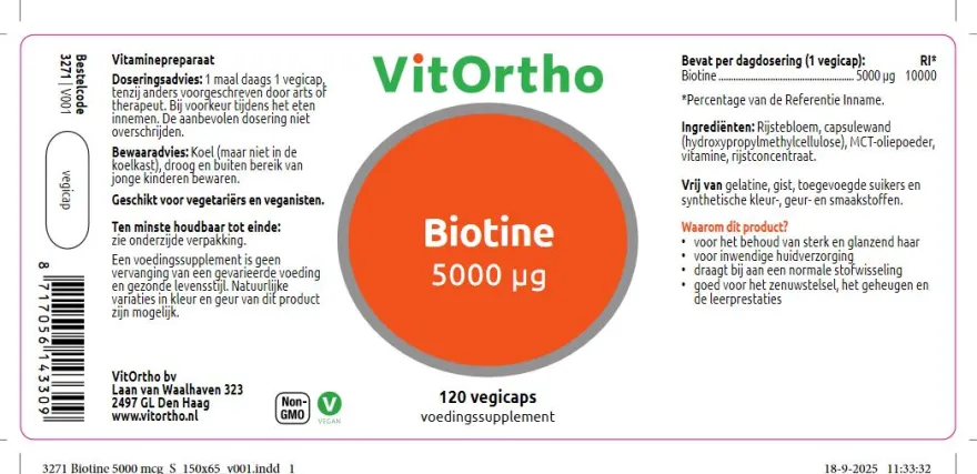 Vitortho Biotine 5000Mcg (120 vega capsules)