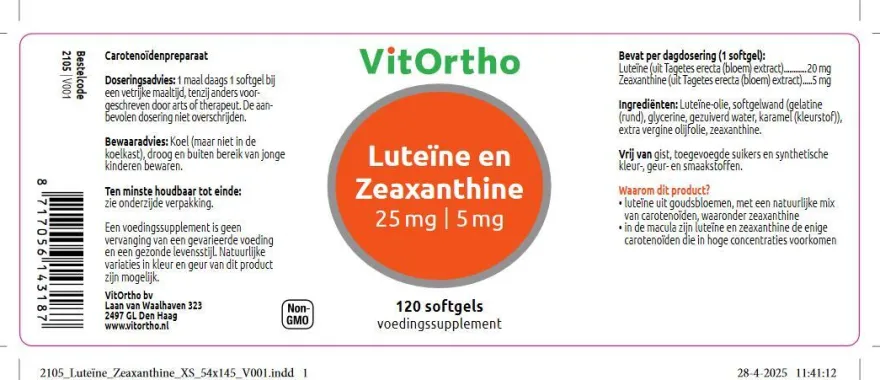 VitOrtho Luteïne 20mg & Zeaxanthine 5mg (120 softgels)