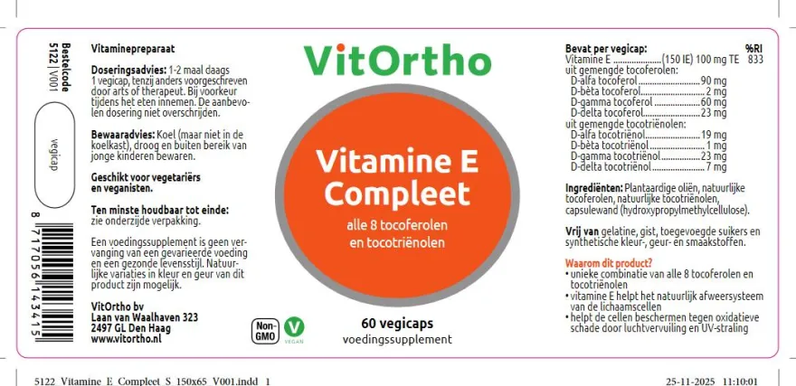 VitOrtho Vitamine E Compleet (60 vega capsules)