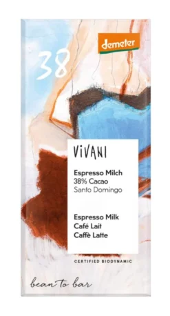 Vivani Chocolade Demeter Melk Espresso 38% Bio (90 gr)