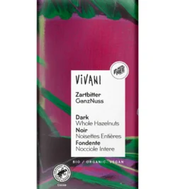 Vivani Chocolade Puur met Hele Hazelnoten Bio (100 gr)
