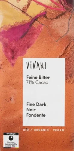 Vivani Chocolate Bar Fine Dark 71% Cocoa (80 gr)