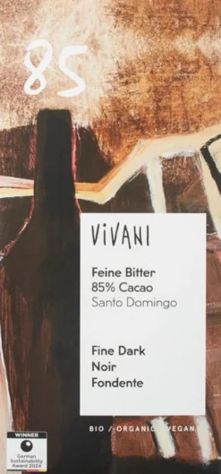 Vivani Chocolate Bar Fine Dark 85% Cacao Santo Domingo (80 gr)