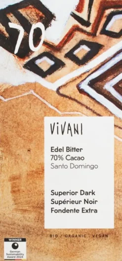 Vivani Chocolate Bar Superior Dark 70% Cacao (80 gr)