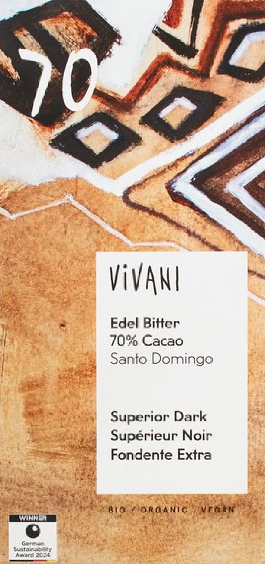 Vivani Chocolate Bar Superior Dark 70% Cacao (80 gr)