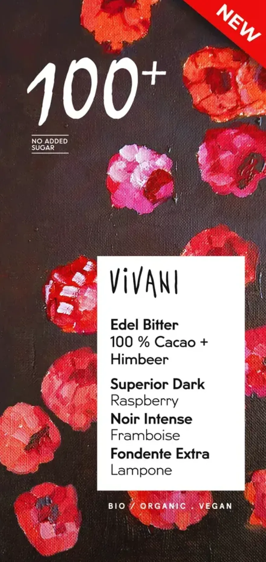 Vivani Superior Dark 100% Cacao Chocolate Raspberry (80 gr)