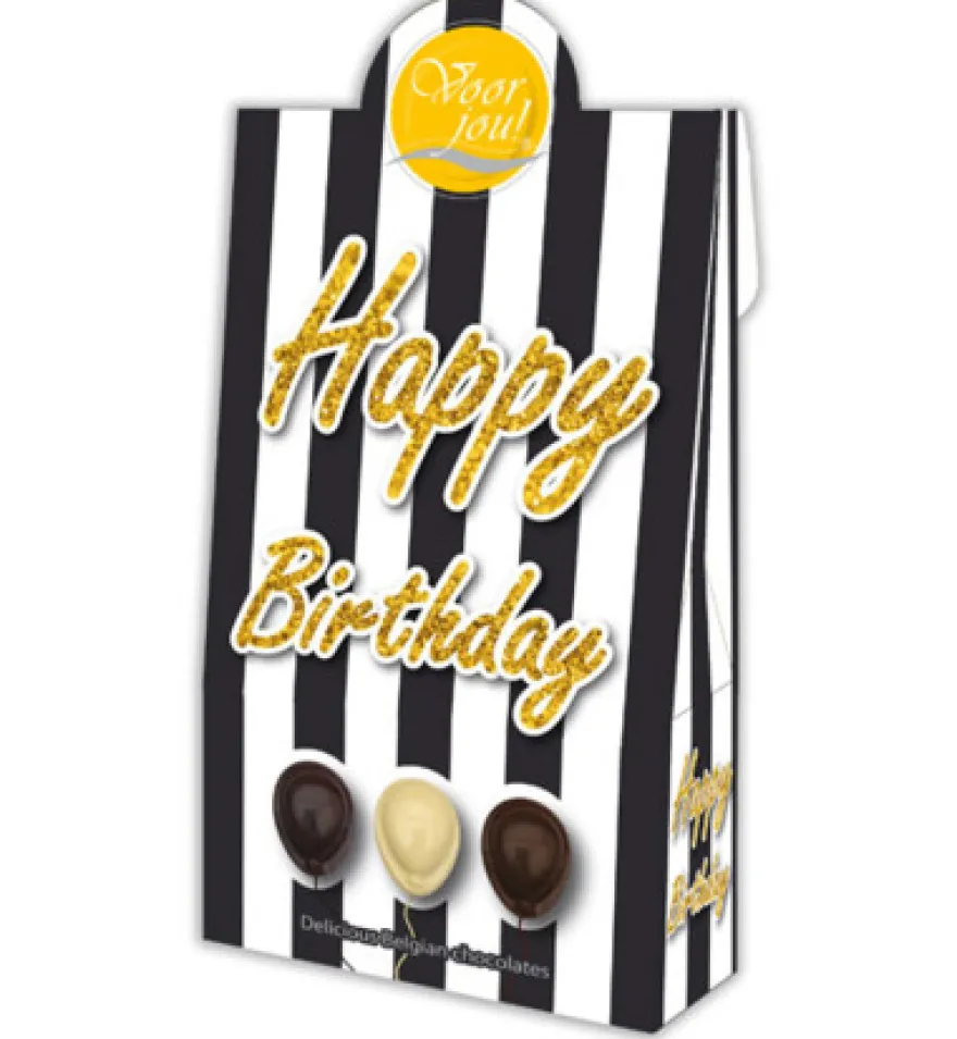 Voor Jou! Cadeau doos black & white happy birthday (100 gr)