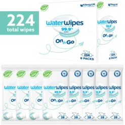 Waterwipes On The Go Doekjes – Plasticvrij – Gevoelige Huid (8 x 28 stuks)