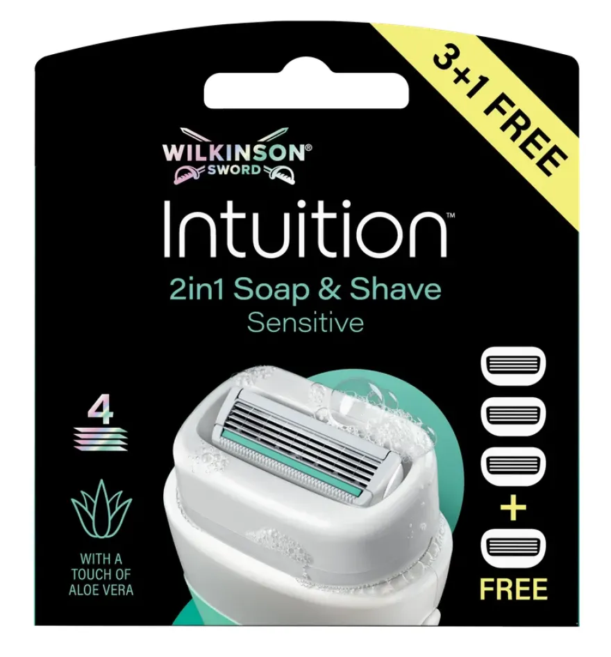 Wilkinson Intuition 2in1 Soap & Shave Sensitive Navulmesjes (4 stuks)