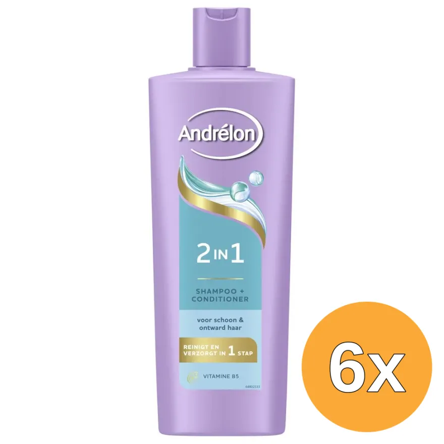 6x Andrelon Shampoo & Conditioner 2 In 1 (400 ml)
