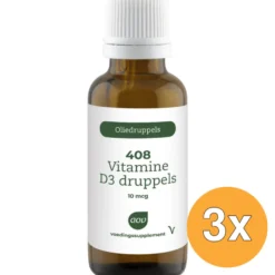 3x AOV 408 Vitamine D3 druppels 10mcg (25 ml)