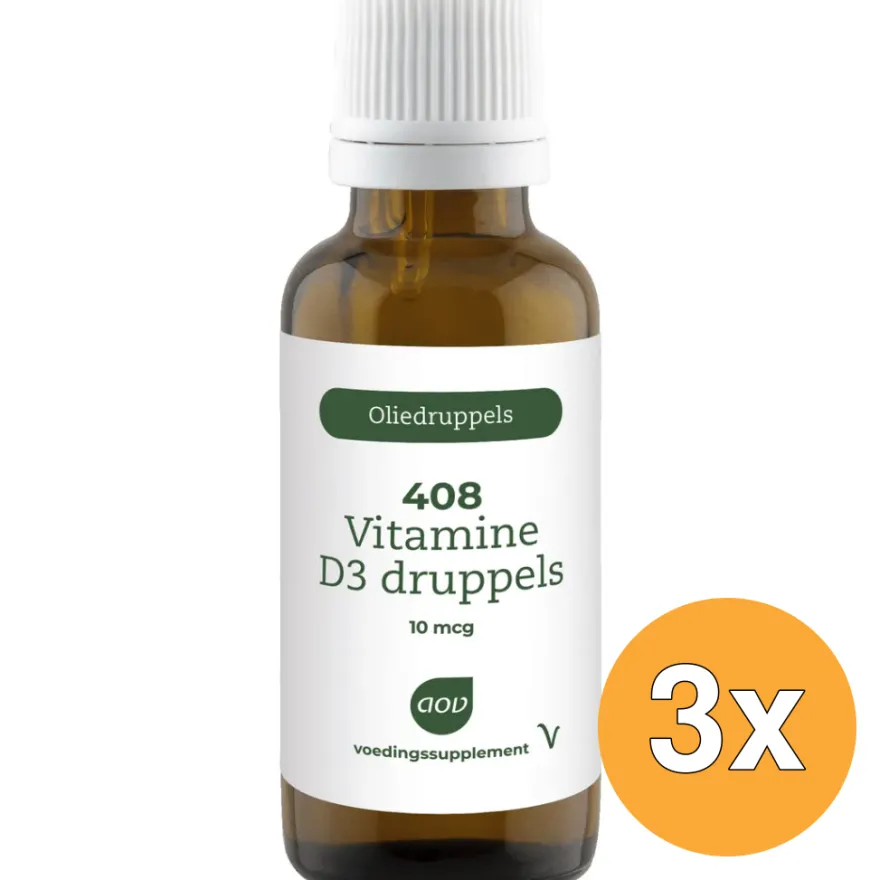 3x AOV 408 Vitamine D3 druppels 10mcg (25 ml)