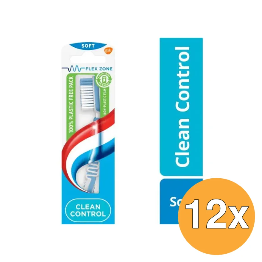12x Aquafresh Tandenborstel Clean Control Soft (1 stuk)