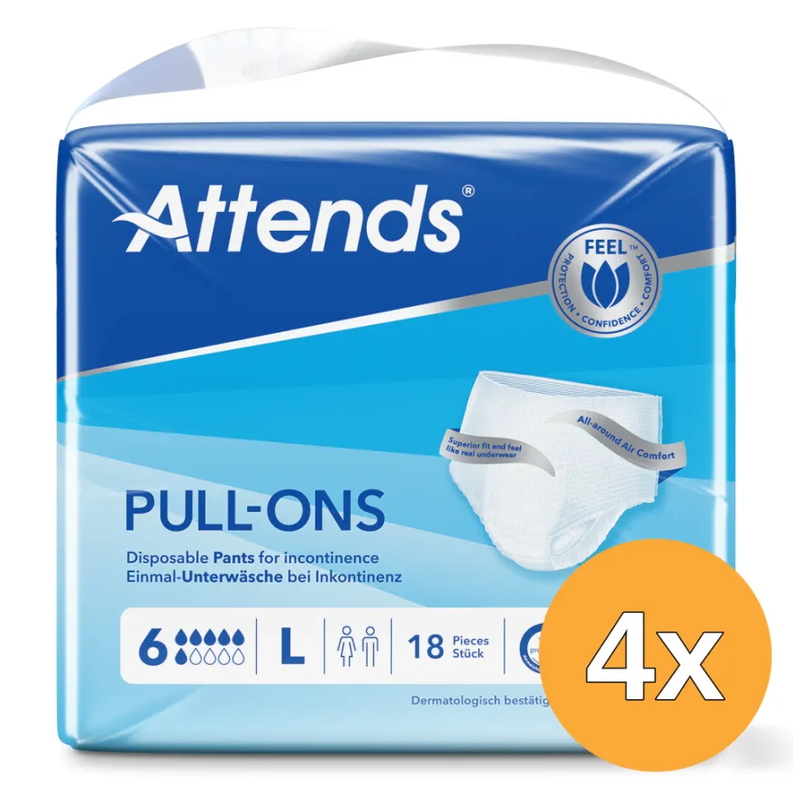 4x Attends Pull-Ons 6 Maat L (18 stuks)