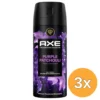 3x Axe Body Spray Purple Patchouli (150 ml)