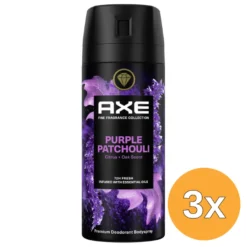 3x Axe Body Spray Purple Patchouli (150 ml)