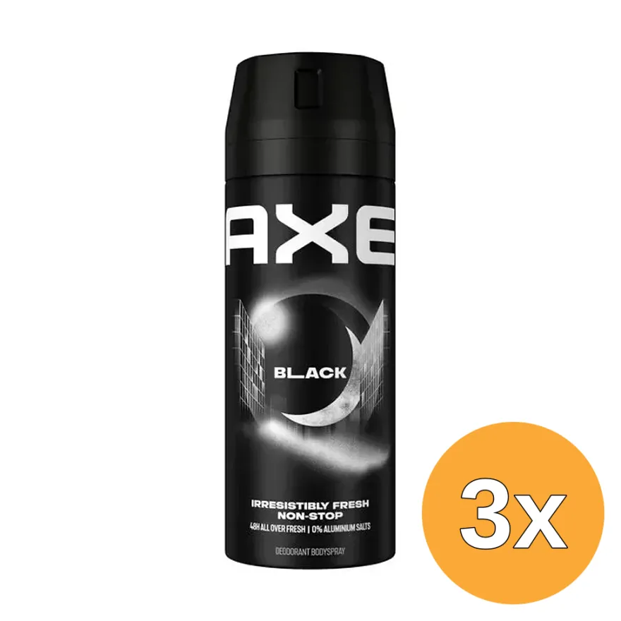 3x Axe Deodorant Bodyspray Black (150 ml)