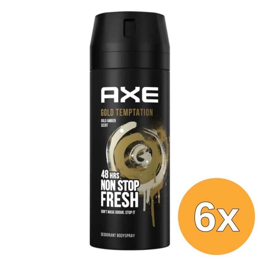 6x Axe Deodorant bodyspray gold temptation (150 ml)