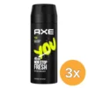 3x Axe Deodorant bodyspray you (150 ml)