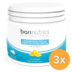 3x Barinutrics Calciumcitraat citrus (90 kauwtabletten)