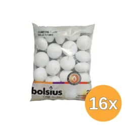 16x Bolsius Drijfkaarsen 30/45 Wit (20 stuks)