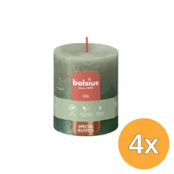 4x Bolsius Fading Metallic Rustiekkaars 80/68 Olivegreen + Metallic (1 stuk)
