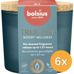 6x Bolsius Geurglas met kurk 66/83 True Joy Woody Wellness (1 stuk)