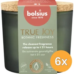 6x Bolsius Geurglas Met Kurk 66/83 True Joy Botanic Freshness (1 stuk)