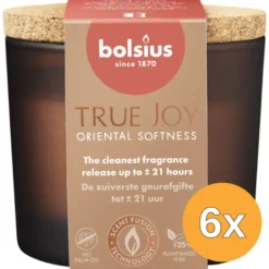 6x Bolsius Geurglas Met Kurk 66/83 True Joy Oriental Softness (1 stuk)