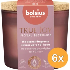 6x Bolsius Geurglas Met Kurk 66/83 True Joy Floral Blessings (1 stuk)
