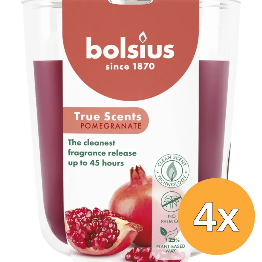 4x Bolsius Geurglas 97/85 True Scents Pomegranate (1 stuk)