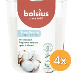 4x Bolsius Geurglas 97/85 True Scents Fresh Cotton (1 stuk)