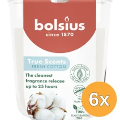 6x Bolsius Geurglas 80/73 True Scents Fresh Cotton (1 stuk)