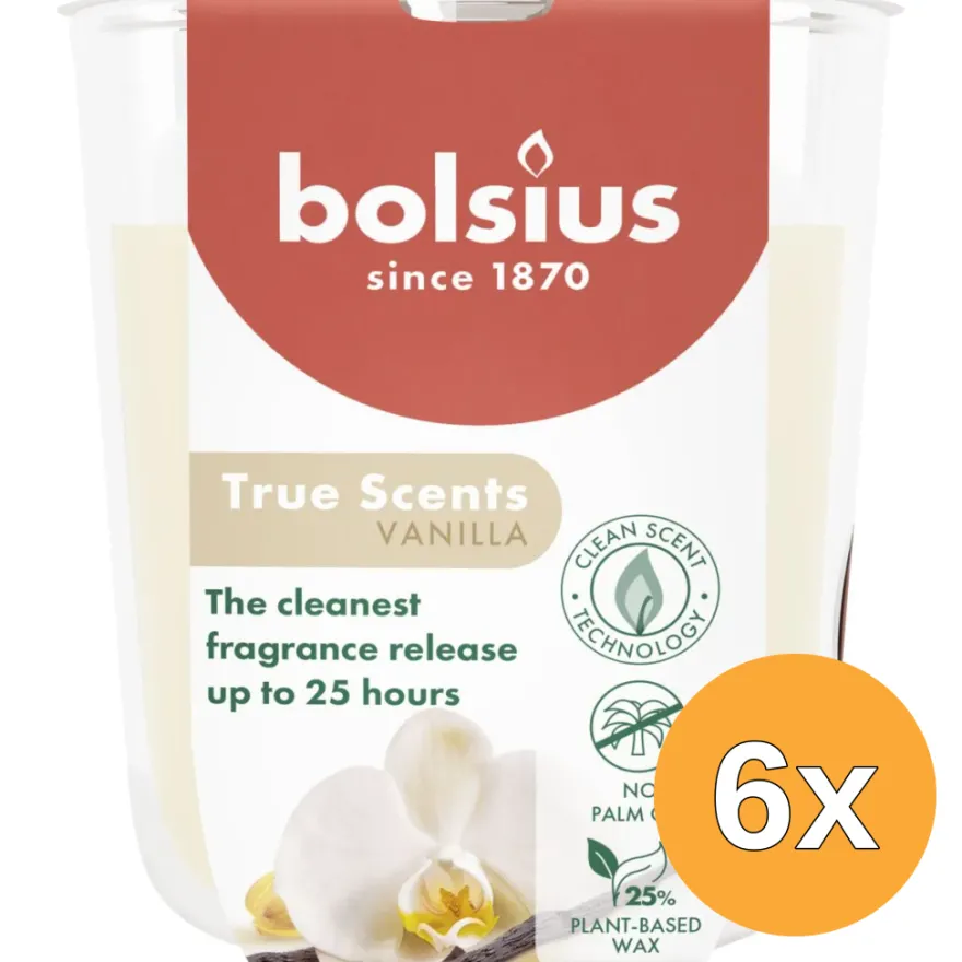 6x Bolsius Geurglas 80/73 True Scents Vanilla (1 stuk)