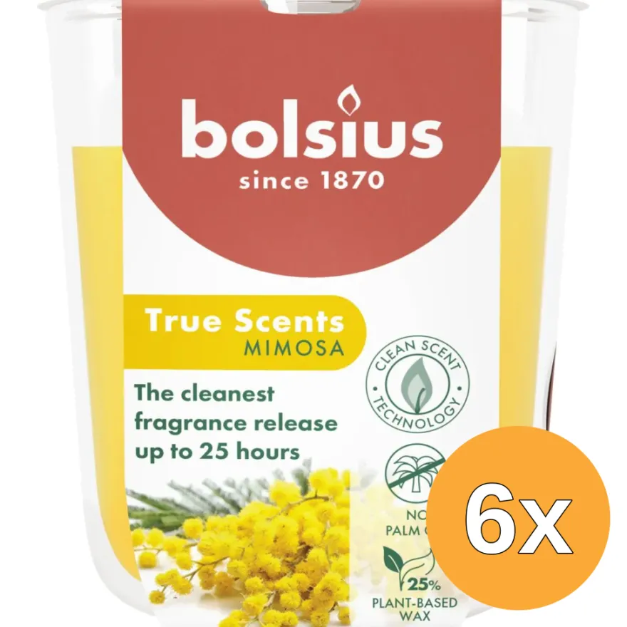 6x Bolsius Geurglas 80/73 True Scents Mimosa (1 stuk)