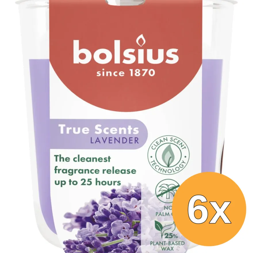6x Bolsius Geurglas 80/73 True Scents Lavender (1 stuk)